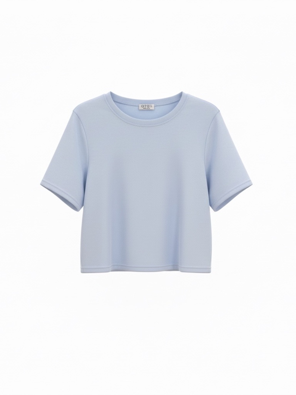 Cropped Light Blue Crewneck Tee - Women